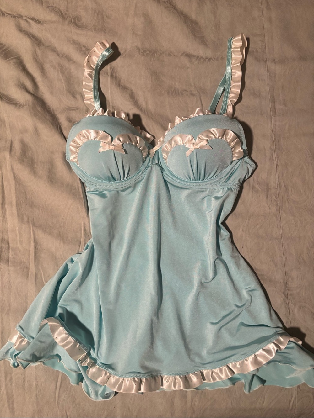 Victorias Secret Sexy Little Things Light Blue Ruffle Babydoll Lingerie